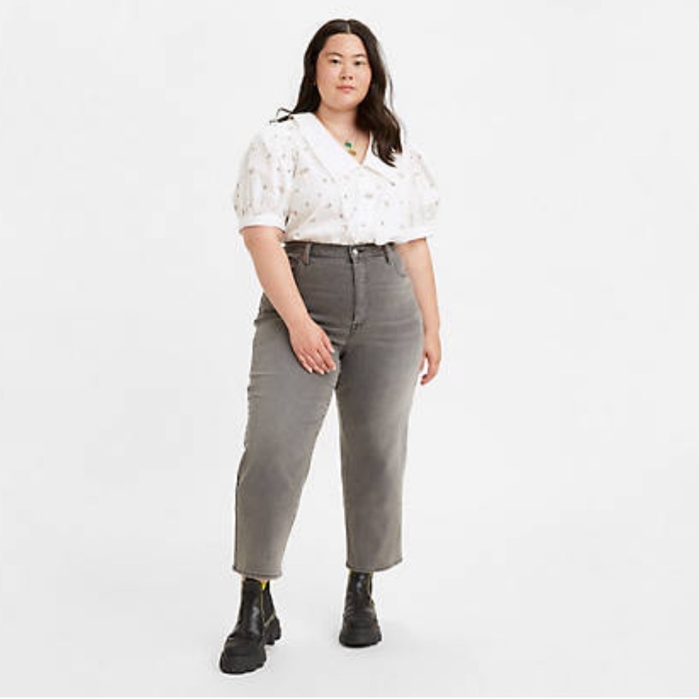 NWT Levi’s Ribcage Ankle Straight Jeans Plus Sz 22 Cosmic Chatter Gray High Rise - Picture 1 of 11